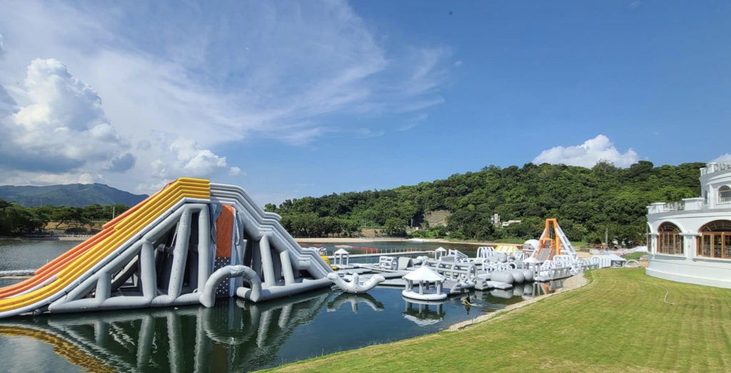 Huge inflatable water park in Tai Po Hong Kong