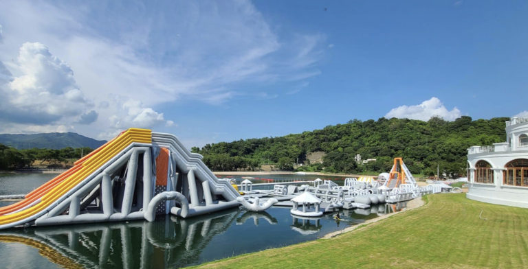 Huge inflatable water park in Tai Po Hong Kong