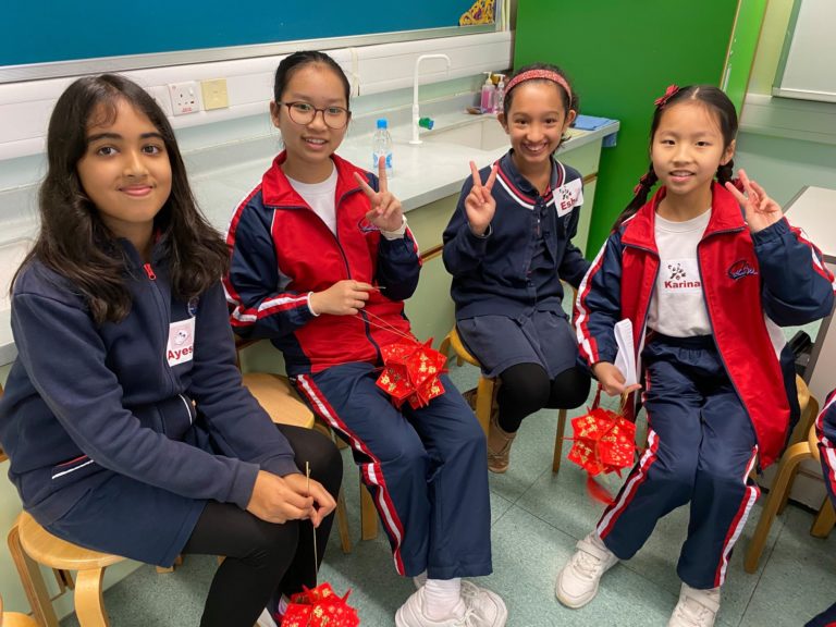 Girls posing for a photo at the French International School