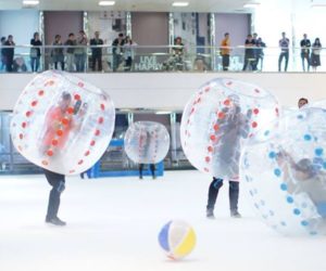 Bubble Football On Ice At Cityplaza In Hong Kong