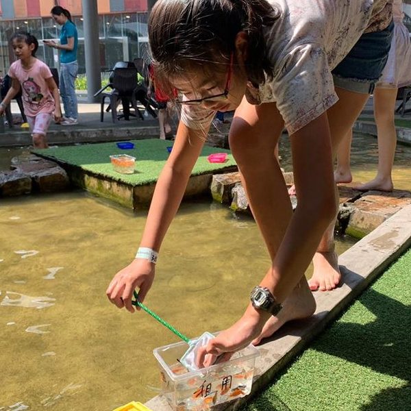 Girl Prawning At Fish @ Bugis+ Singapore