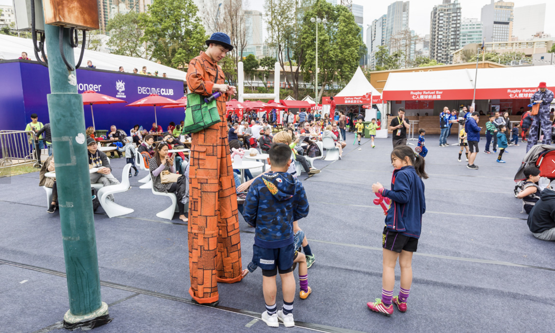 HSBC Sevens Village with kids in Hong Kong