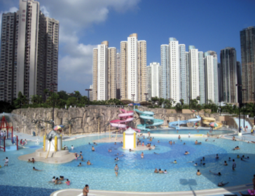 Tseung Kwan O Swimming Pool With Huge Slides And Waterpark In Hong Kong