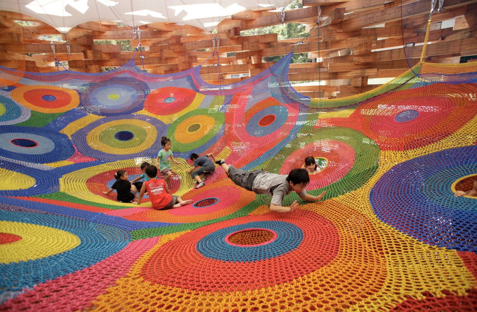 Hand-knitted playground at IFC