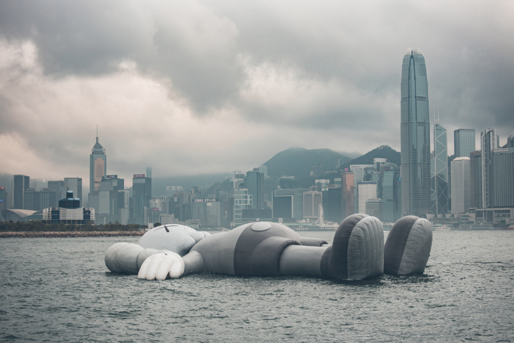 The inflatable KAWS sculpture in Hong Kong
