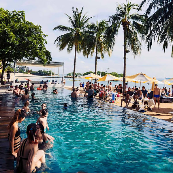 People In A Swimming At Tanjong Beach Singapore