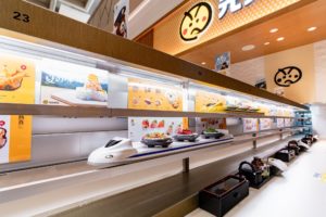 Kids Love Sushi Delivered On A Bullet Train At Genki Sushi!