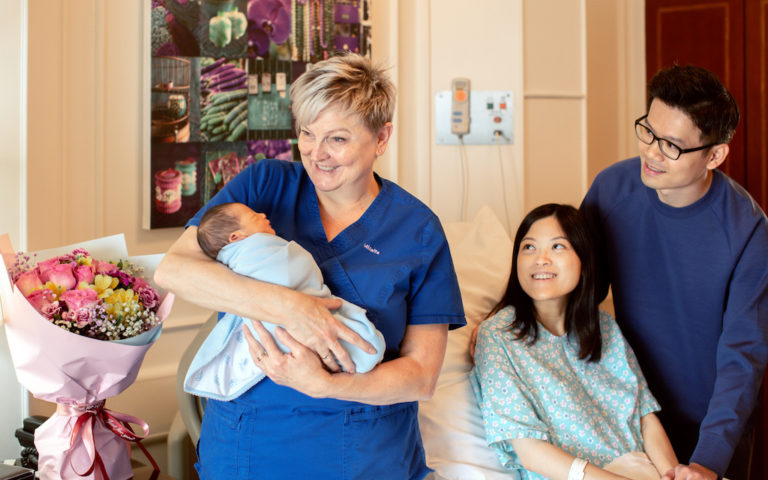 Midwife With Newborn Matilda Hospital Hong Kong