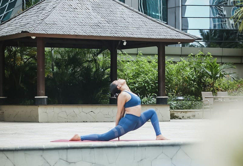 Yoga By The Pool At The Marriott Hotel Jakarta