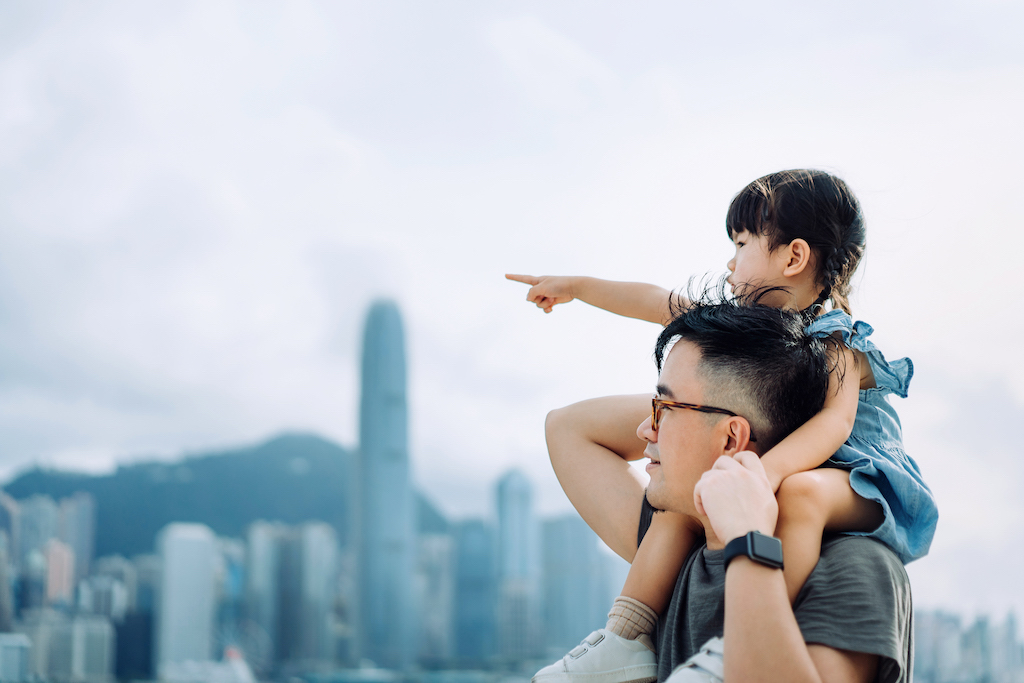 Man With Child HSBC Hong Kong