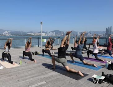 Outdoor Silent Disco Yoga On The Waterfront In Central, Hong Kong