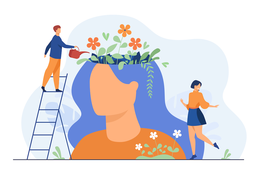 Flower Garden in Head Illustration