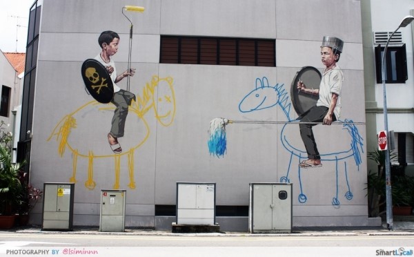 Places-To-Explore-Street-Art-In-Singapore-Jousting-Painters