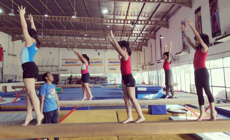 Kids artistic gymnastics practice at gavrila gymnastics jakarta